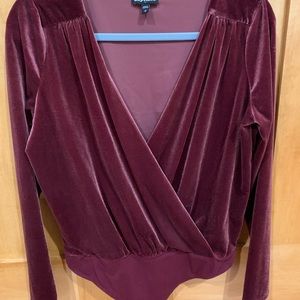 Velour v-neck bodysuit. Express, size large.